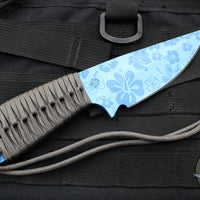 Strider Knives WP Drop Point Fixed Blade with Custom Blue Hibiscus Graphic