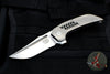 Tashi Bharucha Custom Flipper Knife- Recurve Satin Blade- Orange Peel Titanium Handles- Timascus Clip