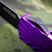 Twist Tighe LARGE Double Edge OTF Purple with Black Plain Edge Blade 1300-6 PU