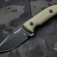 Protech Les George SBR Short Bladed Rockeye Green G-10 Handle Black DLC Fixed Blade Leather Sheath LG513-GREEN SBR